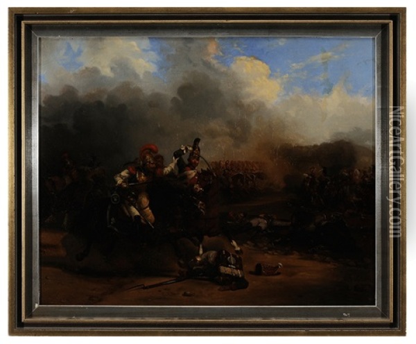 Cavalry Skirmish Oil Painting - Jules Pierre Jollivet