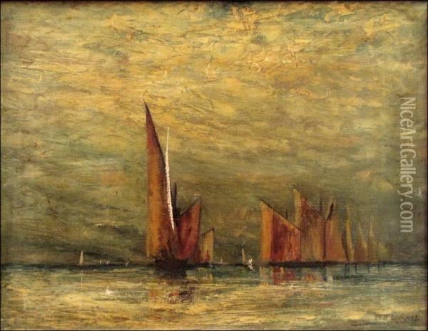 Boats On The Water Oil Painting - Walter Franklin Lansil