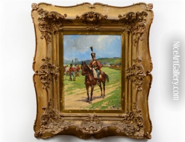 Soldier On Horseback Oil Painting - Henri Victor Lesur