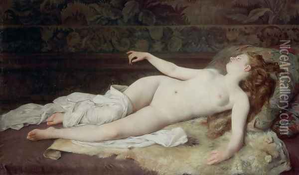 Sleep, 1873 Oil Painting - Louis-Joseph-Raphael Collin