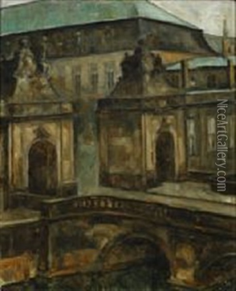 View From The Marble Bridge In Copenhagen Oil Painting - Svend Hammershoi