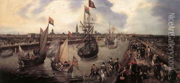 The Harbour of Middelburg 1625 Oil Painting - Adriaen Pietersz. Van De Venne