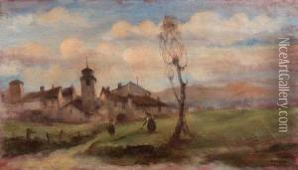 Paesaggio Veneto Oil Painting - Vittore Antonio Cargnel