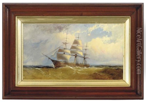 Homeward Bound: A Three-master At Sea Oil Painting - Franklin Dullin Briscoe