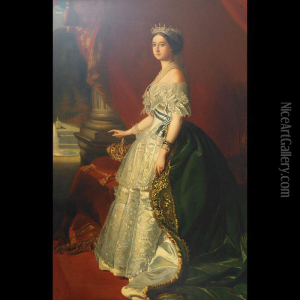 Portrait Of The Empress Eugenie Oil Painting - Franz Xavier Winterhalter