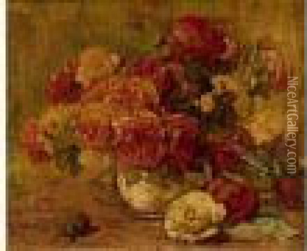 Bouquet De Roses Oil Painting - Georges Jeannin