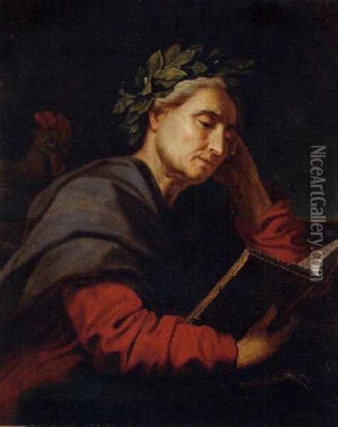 Asclepius, The God Of Healing And Medicine, Seated At A Table, Reading A Book Oil Painting - Antoine de Favray