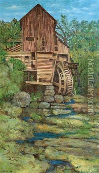 Old Mill Scene Oil Painting - Elbridge Ayer Burbank