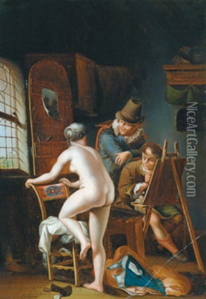 Im Maleratelier Oil Painting - Johann Gerlach Lambert