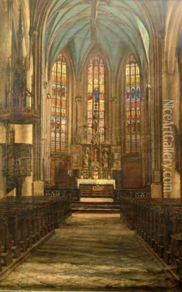 Ehemaliger Innenraum Der Eggenfeldenen Stadtkirche Oil Painting - Josefa Pernstich