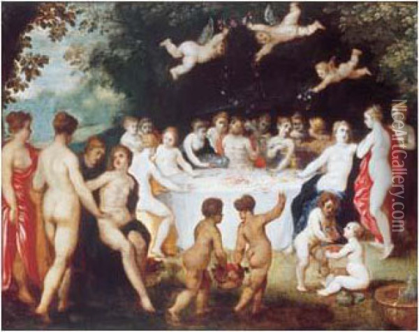 Le Banquet Des Dieux. Oil Painting - Jan Van Balen