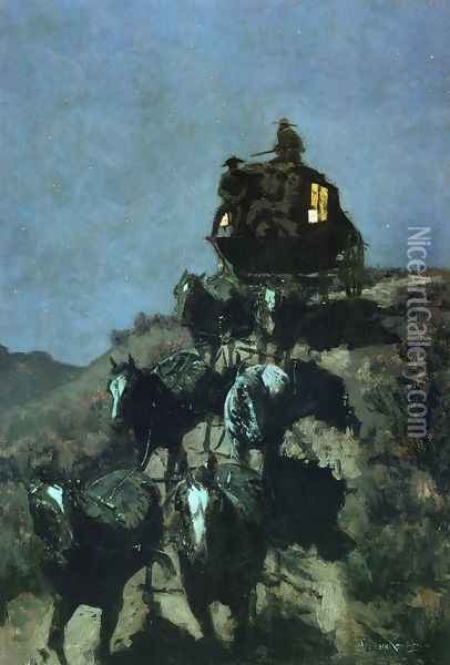 The Old Stage Coach of the Plains Oil Painting - Frederic Remington