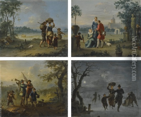 The Four Seasons Oil Painting - Franz de Paula Ferg