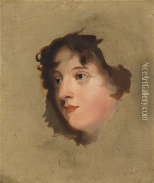Head Study Of Lady Elizabeth Lowther (d. 1869) Oil Painting - Thomas Lawrence