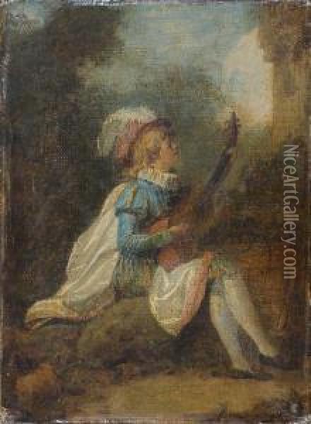 Le Joueur De Guitare Oil Painting - Jean-Frederic Schall