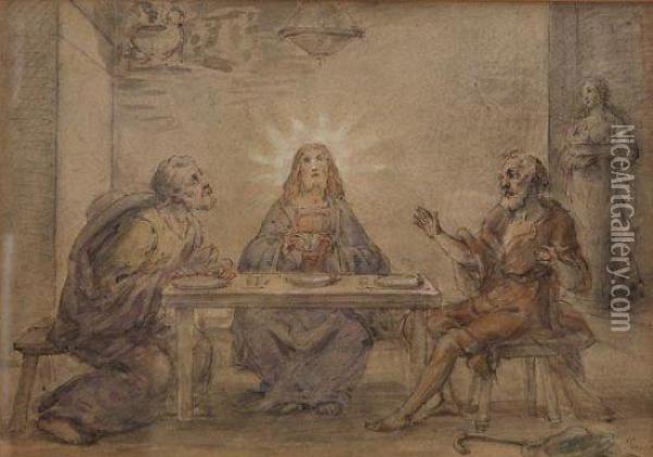 I Discepoli Di Emmaus. Oil Painting - Giovanni Carnovali Il Piccio