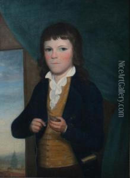 Portrait Of A Young Boy With Spinning Top Oil Painting - John Vanderlyn