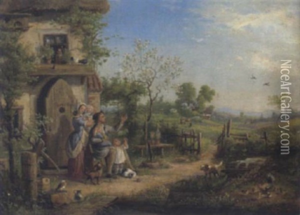 Familienidylle Oil Painting - Eduard Von Weeber