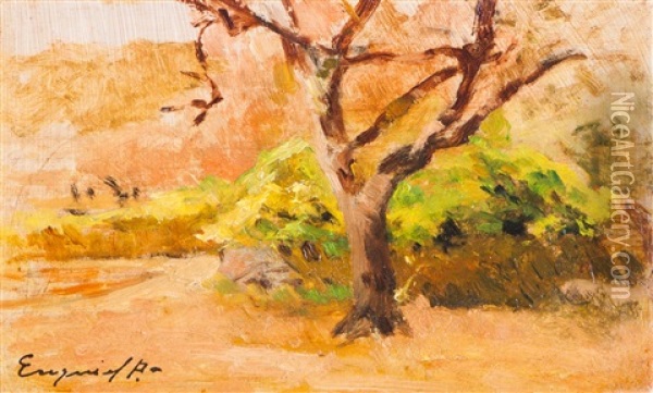 Landscape With Trees Oil Painting - Antonio Ezequiel Pereira