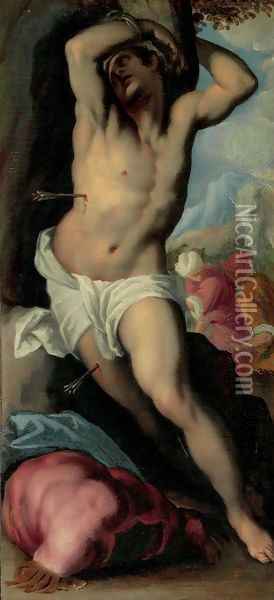 Saint Sebastian Oil Painting - Palma Vecchio (Jacopo Negretti)
