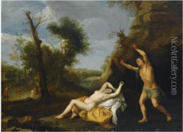 Apollo And Coronis Oil Painting - Cornelis Van Poelenburch
