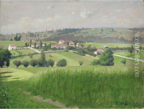 Paysage Epinay-sur-orge Landscape In Epinay-sur-orges Oil Painting - Felix Edouard Vallotton