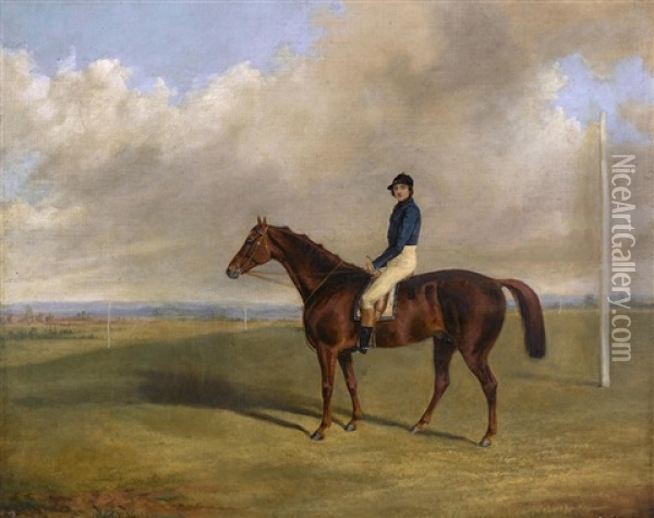 A Racehorse With Jockey Up Oil Painting - George Henry Laporte