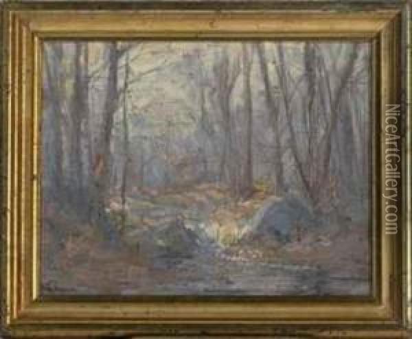 A Stream In A Forest Oil Painting - Hal Robinson
