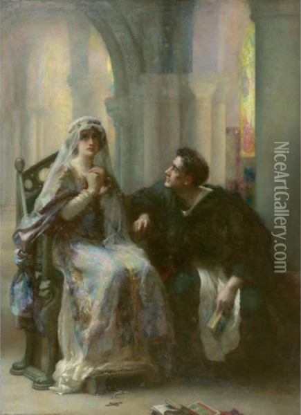 Ellen Terry And Henry Irving In Abelard And Heloise Oil Painting - Henrietta Rae