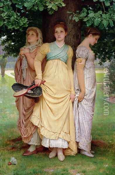 A Summer Shower, 1888 Oil Painting - Charles E. Perugini