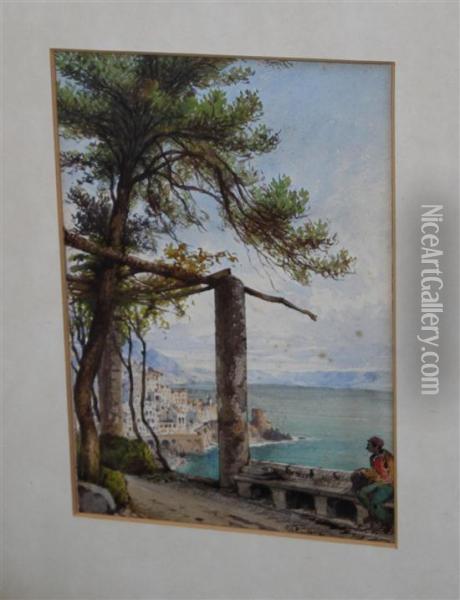 Figure Overlooking The Coast Oil Painting - Gabriele Carelli