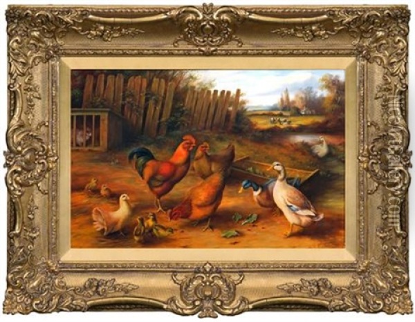 By The Trough Oil Painting - William James Webb
