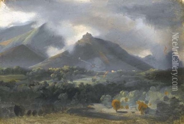 Un Paysage Montagneux Sous Un Ciel Orageux Oil Painting - Jean Charles Joseph Remond