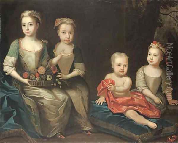 Group portrait of the Holdsworth children Oil Painting - James Francis Mauber