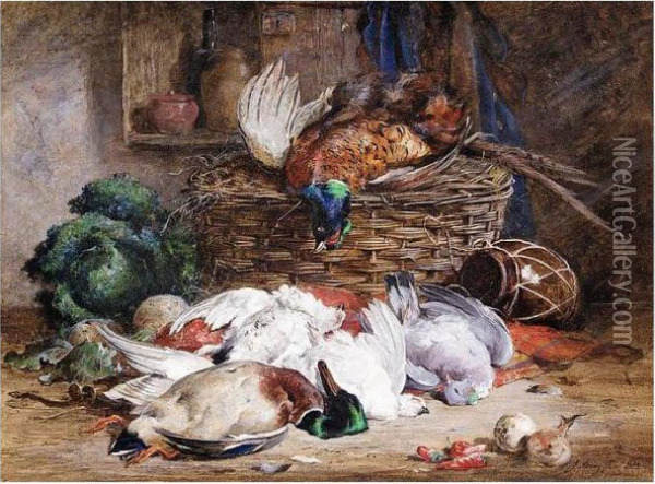 Still Life Of Dead Game Oil Painting - James Jnr Hardy