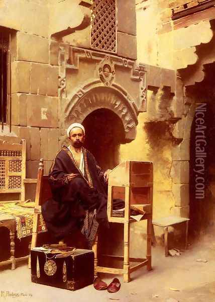 An Egyptian Scribe Oil Painting - Raphael von Ambros