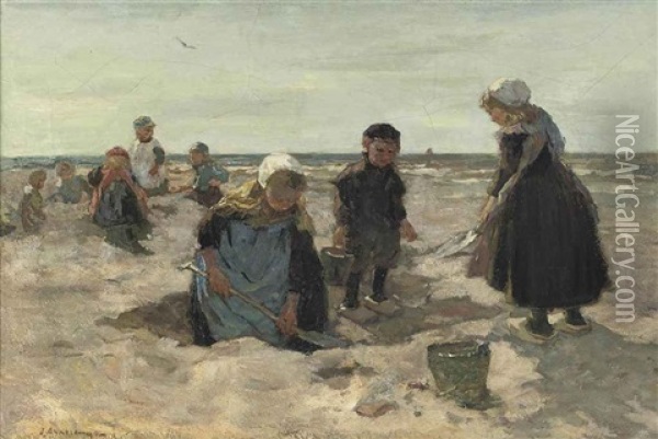 Strand Scheveningen; The Beach Of Scheveningen Oil Painting - Johannes Evert Hendrik Akkeringa