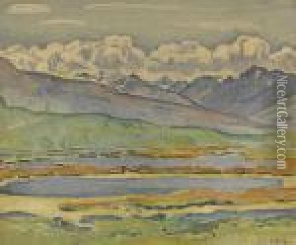 Teich Bei Montana. Oil Painting - Ferdinand Hodler