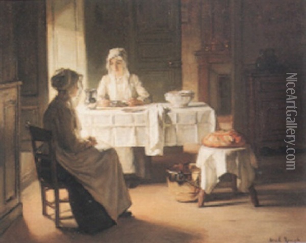 Le Petit Dejeuner Oil Painting - Joseph Bail