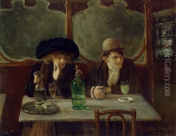 Cafe Scene Oil Painting - Jean Beraud