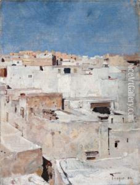 (valence 1840 - Malaga 1927)
 Bab-el-murchad, Kasbah, Tanger Oil Painting - Antonio Gomez Munoz Degrain