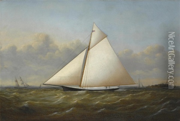 The Sloop Yacht Rebecca Off New York Oil Painting - Joseph B. Smith