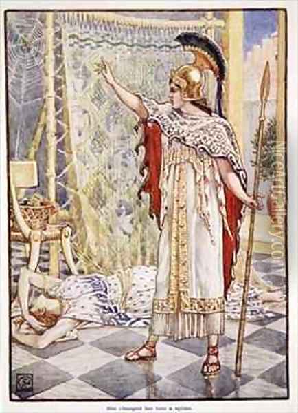 She changed her into a spider Oil Painting - Walter Crane