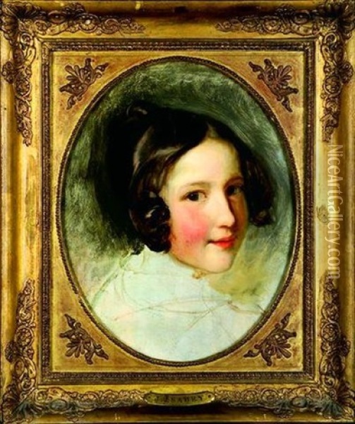 Portrait De Mademoiselle De Caumont Oil Painting - Jean-Baptiste Isabey