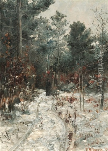 Winter Walk Oil Painting - Thomas Bowler Norris