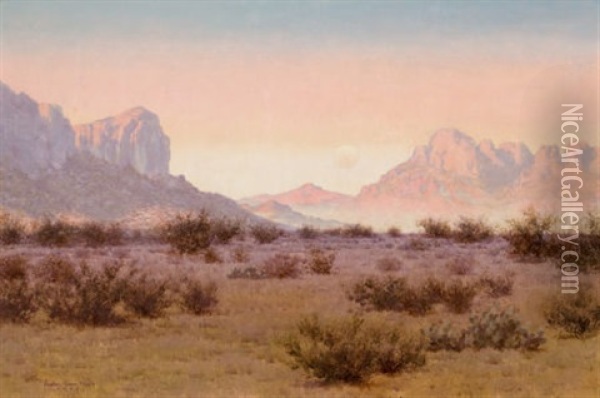 Moonrise On The Desert Oil Painting - Audley Dean Nicols