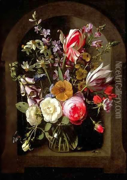 Roses, Tulips and other Flowers Oil Painting - Johannes Antonius van der Baren