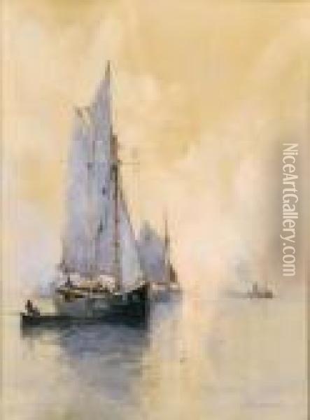 Calme Sur La Mer Du Nord Oil Painting - Hendrick, Henri Cassiers