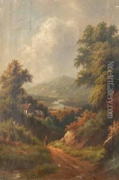 Valley Landscape Oil Painting - Hendricks A. Hallett