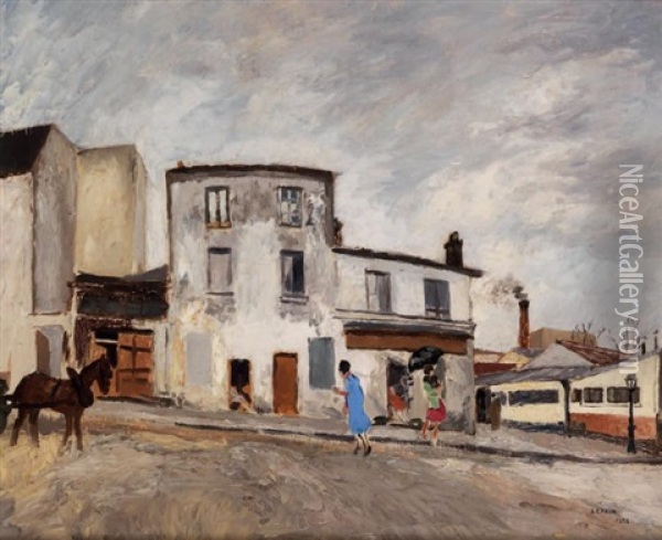 Rue De Village Animee Oil Painting - Marcel Francois Leprin